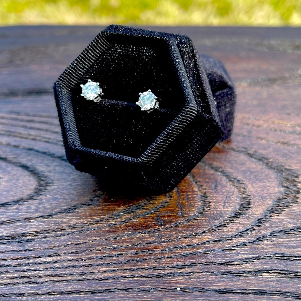 Moissanite Stud Earrings 925 Sterling Silver 0.5 Carat (5MM) Each